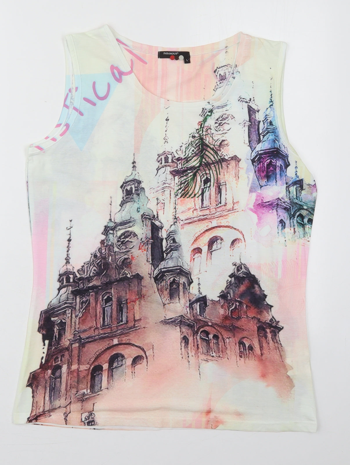 Paramour Womens White  Polyester Basic Tank Size L Round Neck - Old Building