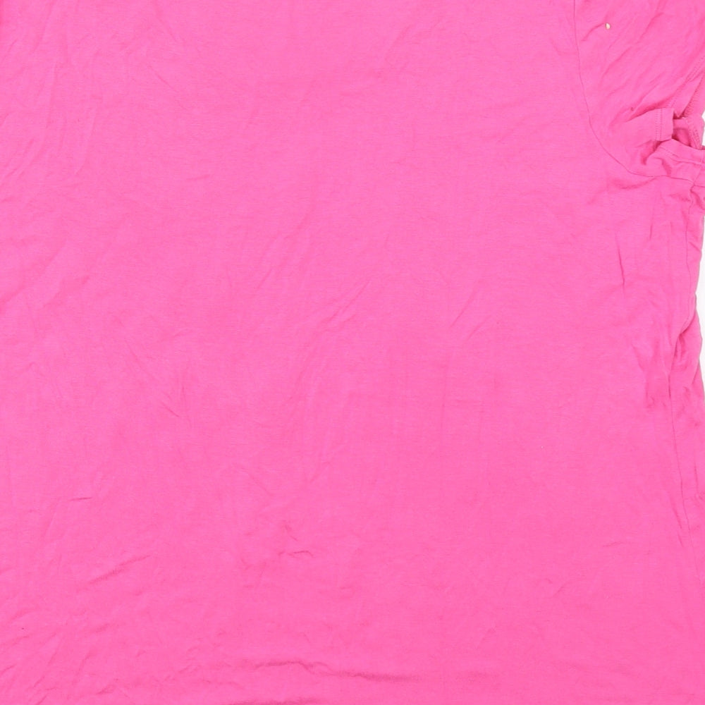 Marks and Spencer Womens Pink  Viscose Basic T-Shirt Size 20 Round Neck