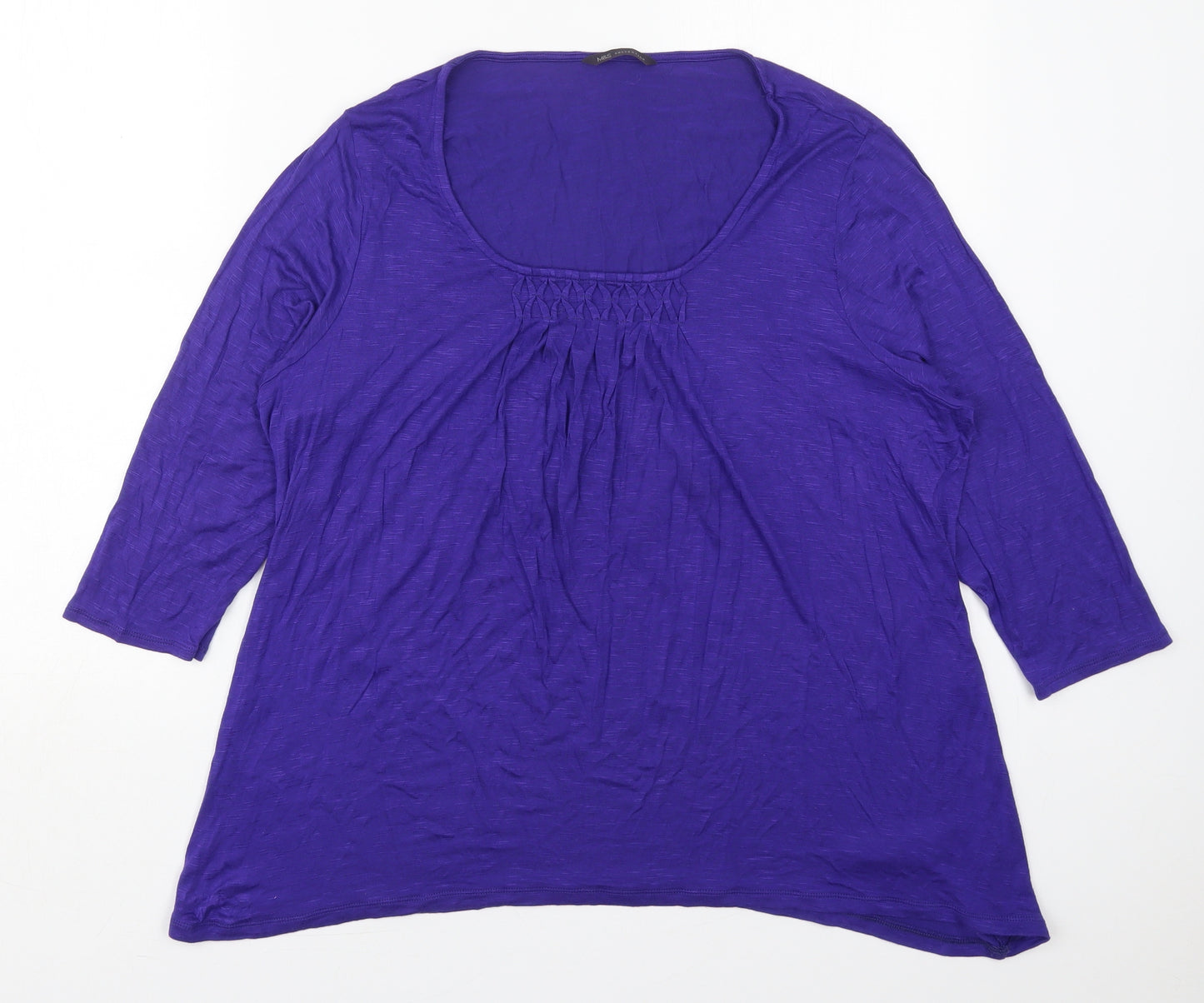 Marks and Spencer Womens Purple  Viscose Basic T-Shirt Size 20 Round Neck