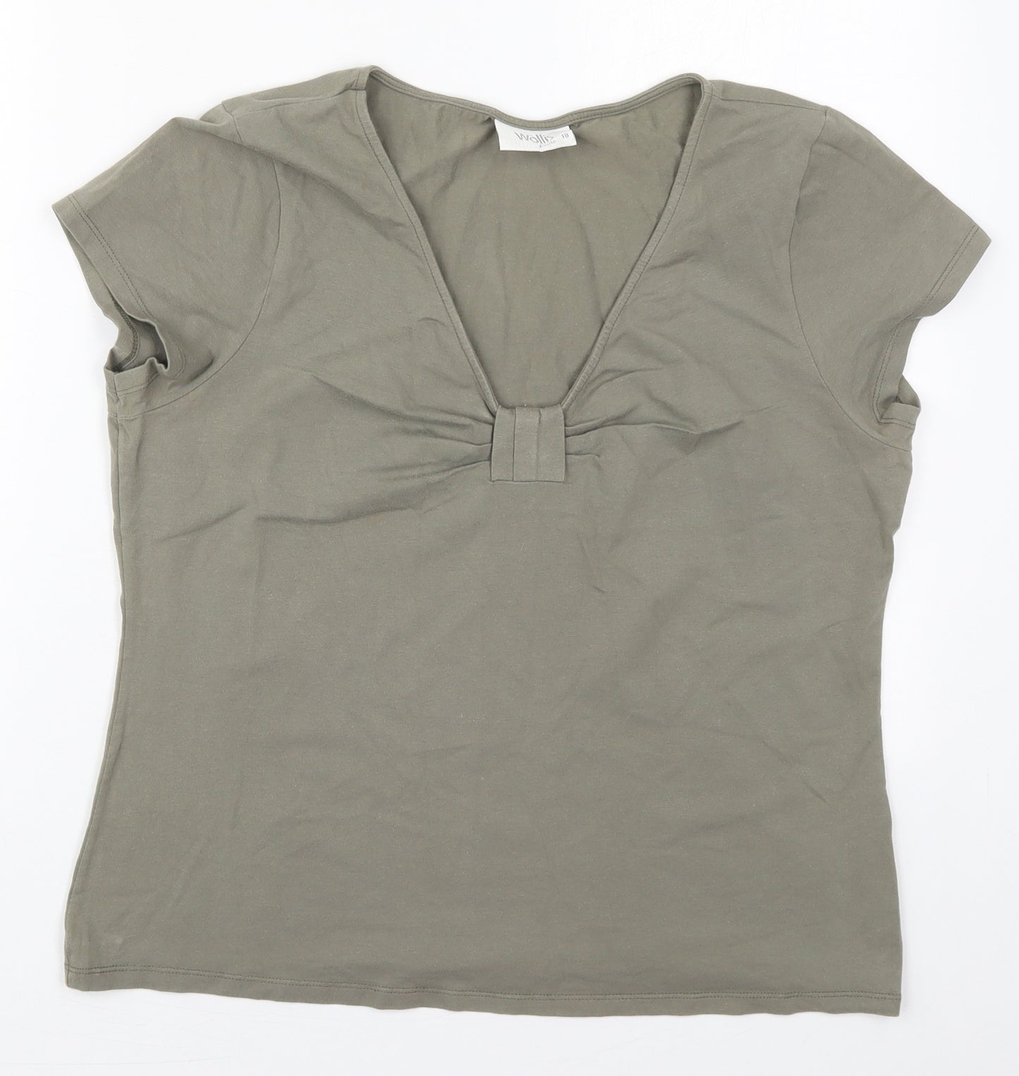 Wallis Womens Green  Cotton Basic T-Shirt Size 18 V-Neck