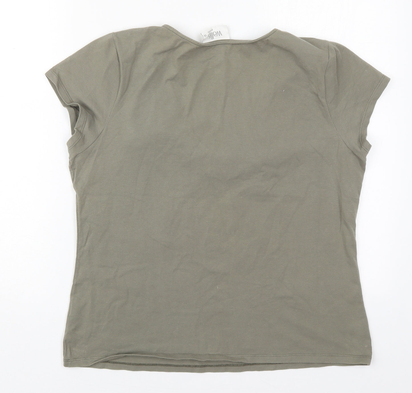 Wallis Womens Green  Cotton Basic T-Shirt Size 18 V-Neck