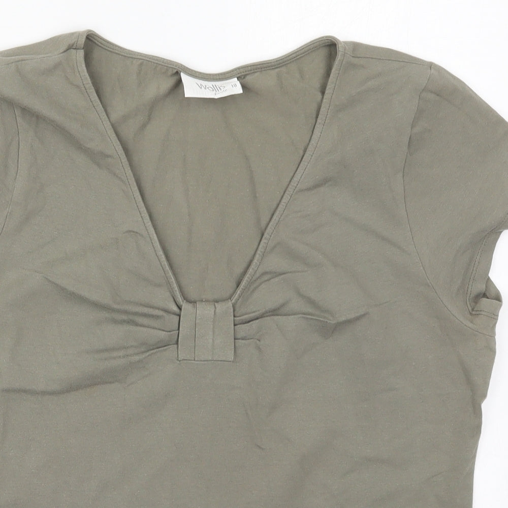 Wallis Womens Green  Cotton Basic T-Shirt Size 18 V-Neck
