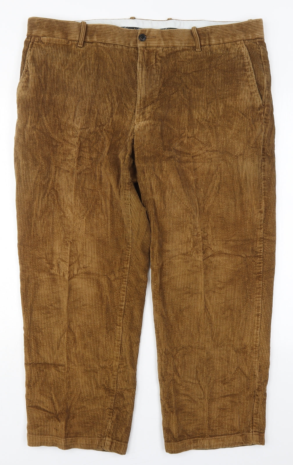Marks and Spencer Mens Brown  Cotton Trousers  Size 42 L29 in Regular Button