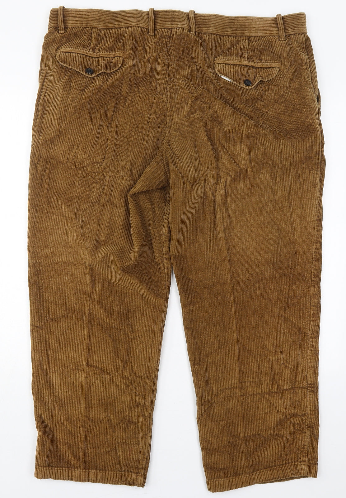 Marks and Spencer Mens Brown  Cotton Trousers  Size 42 L29 in Regular Button