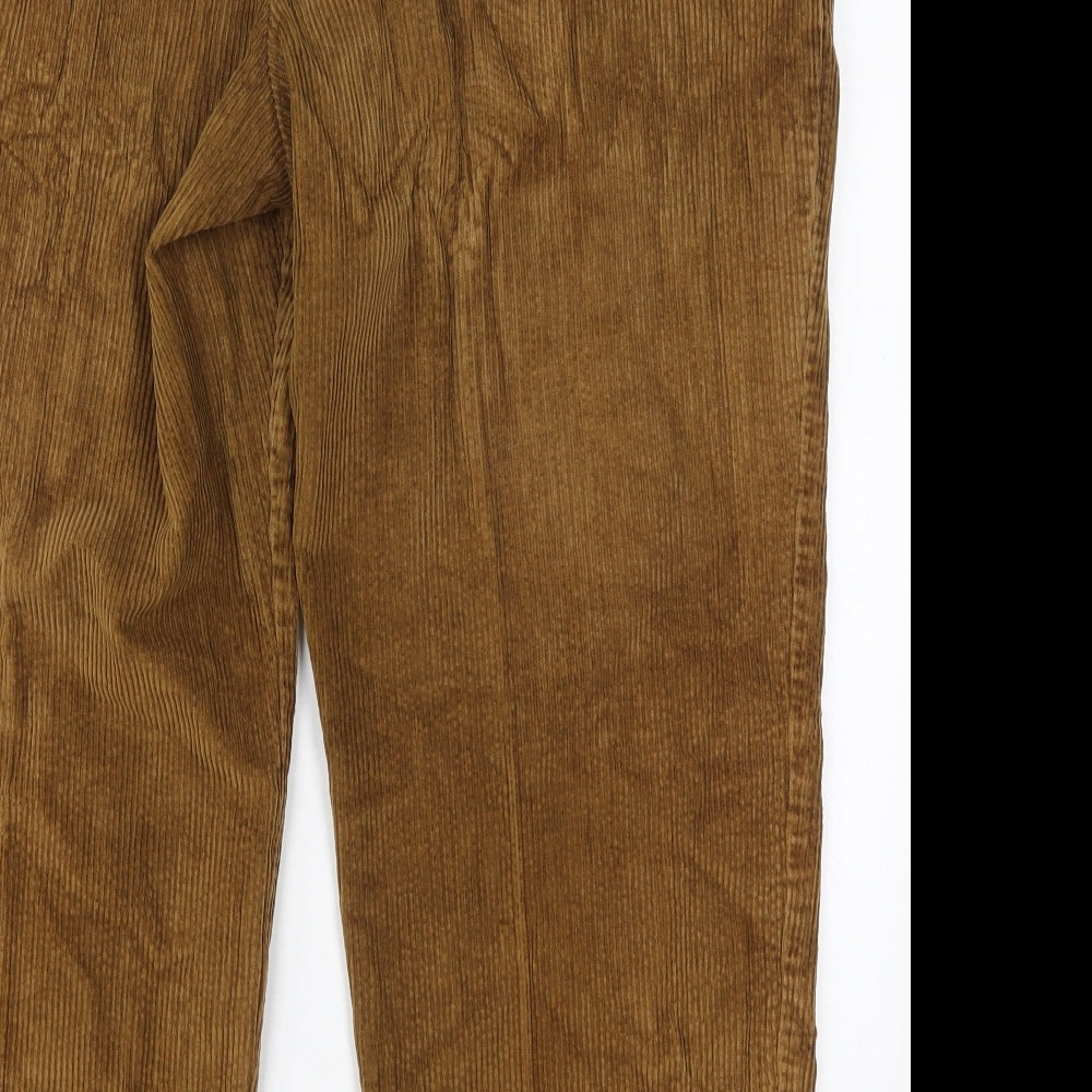 Marks and Spencer Mens Brown  Cotton Trousers  Size 42 L29 in Regular Button