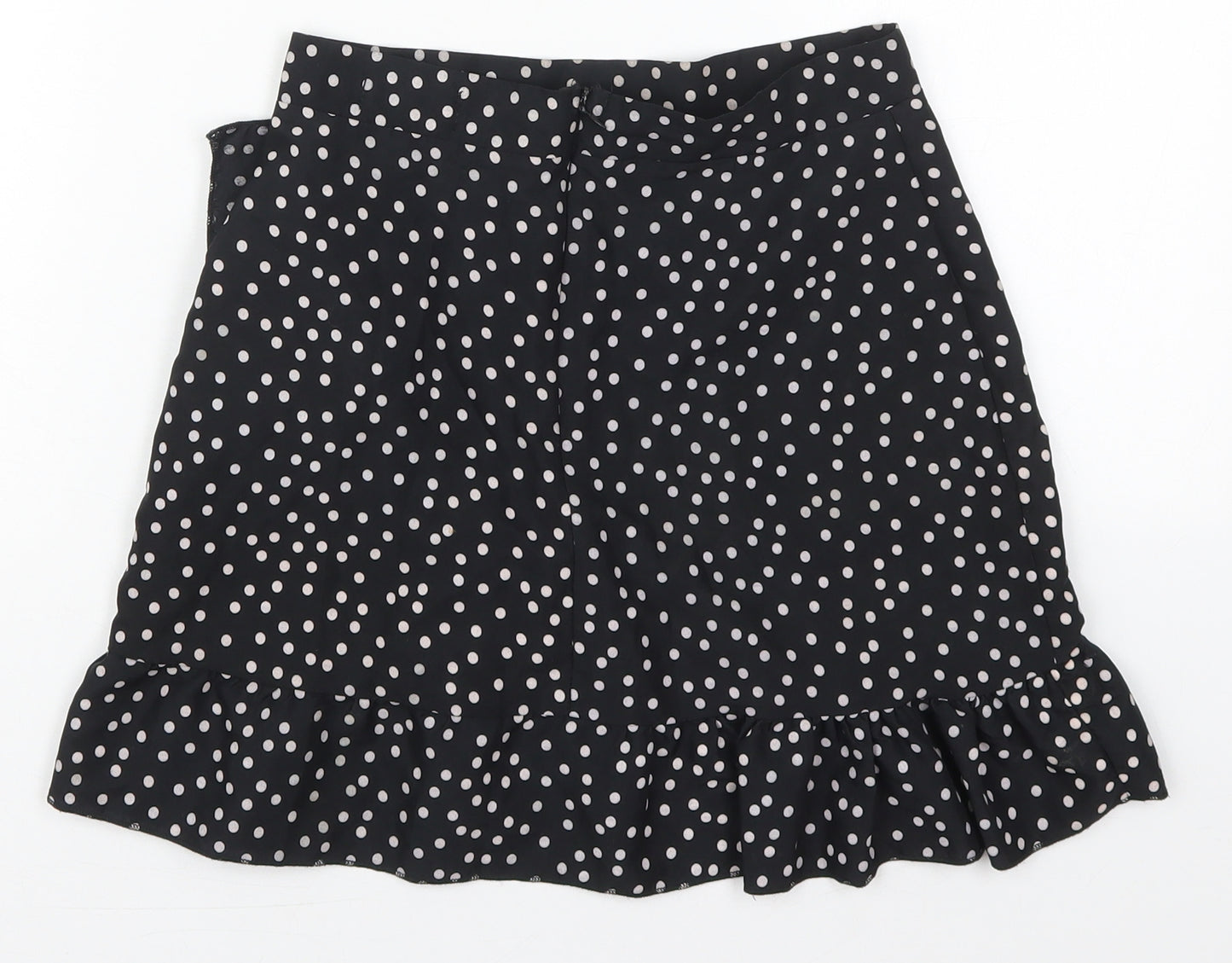 New Look Womens Black Polka Dot Polyester Mini Skirt Size 6   Zip