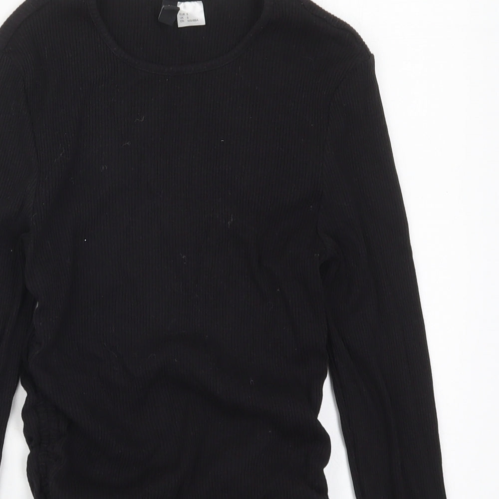 H&M Womens Black  Cotton Basic T-Shirt Size S Crew Neck