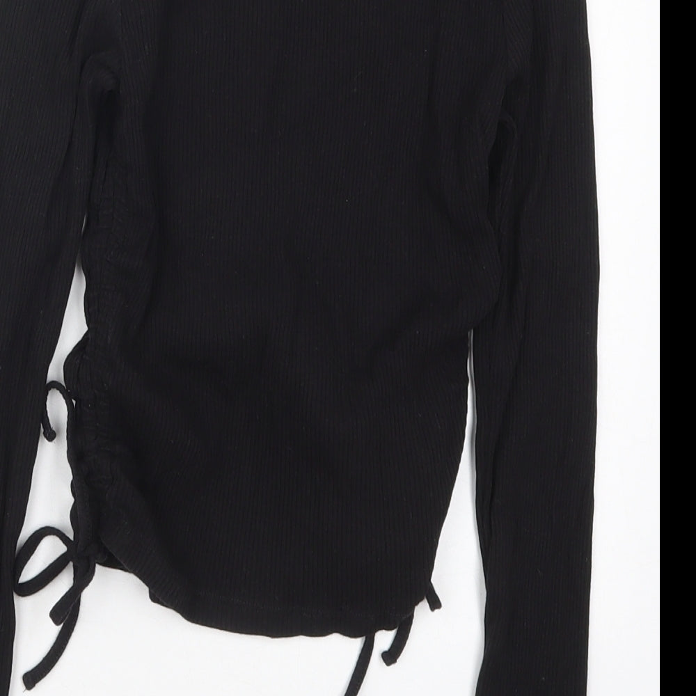 H&M Womens Black  Cotton Basic T-Shirt Size S Crew Neck