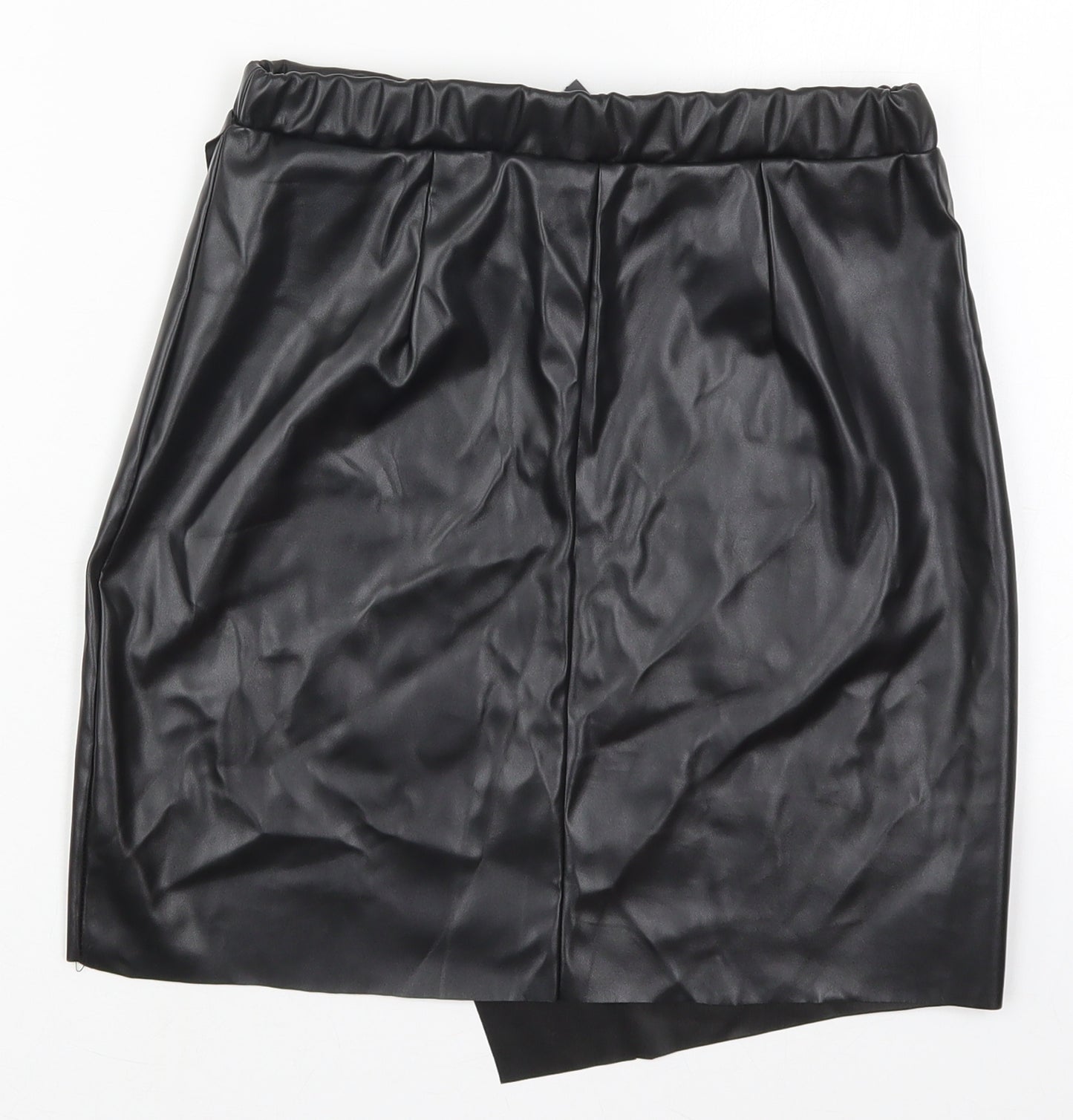 PRETTYLITTLETHING Womens Black  Polyurethane Mini Skirt Size 8