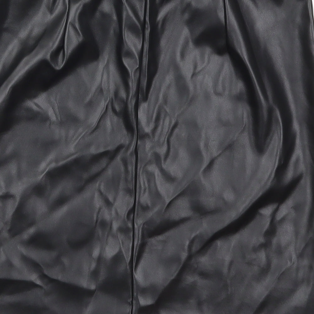 PRETTYLITTLETHING Womens Black  Polyurethane Mini Skirt Size 8