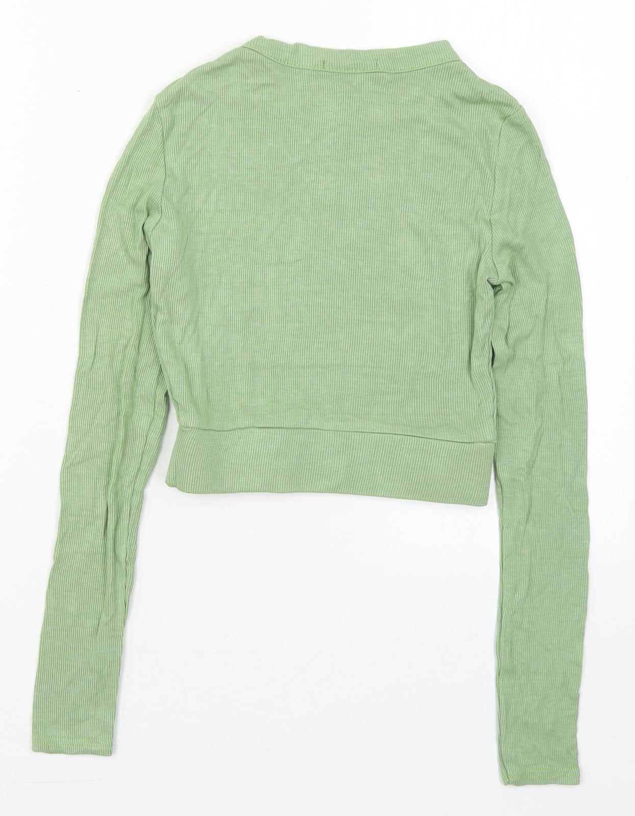 PRETTYLITTLETHING Womens Green  Viscose Basic T-Shirt Size 6 Crew Neck