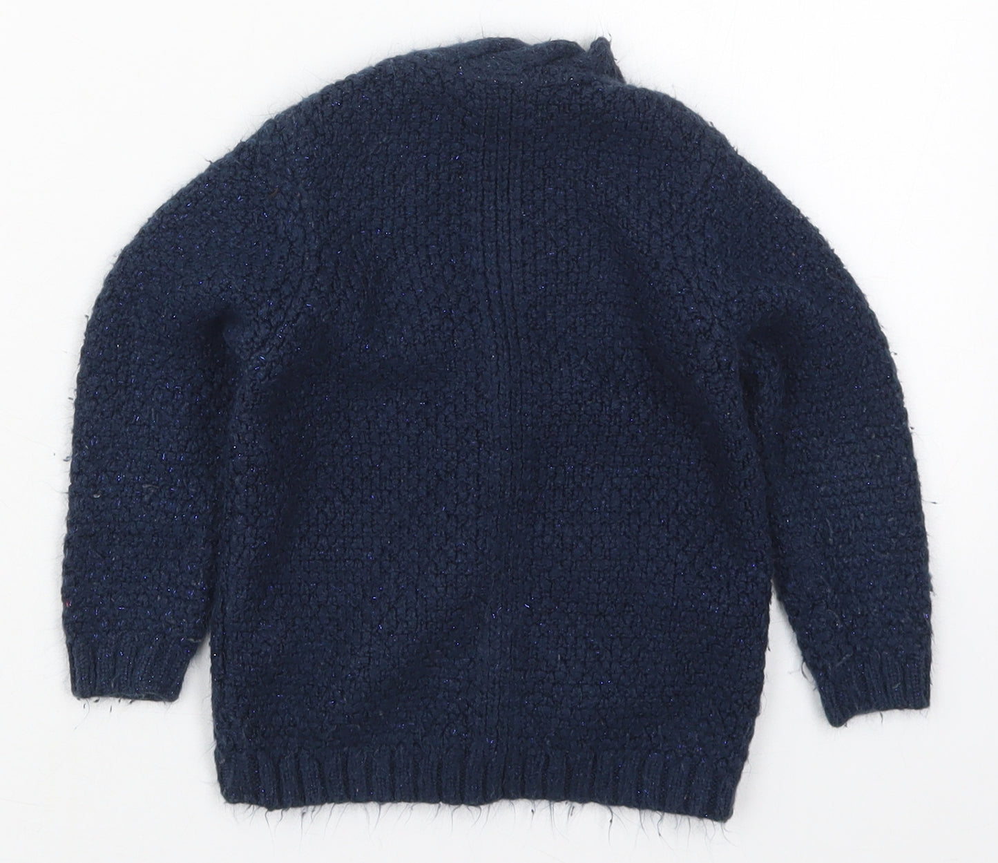 Mothercare Girls Blue V-Neck  Acrylic Cardigan Jumper Size 3 Years  Button