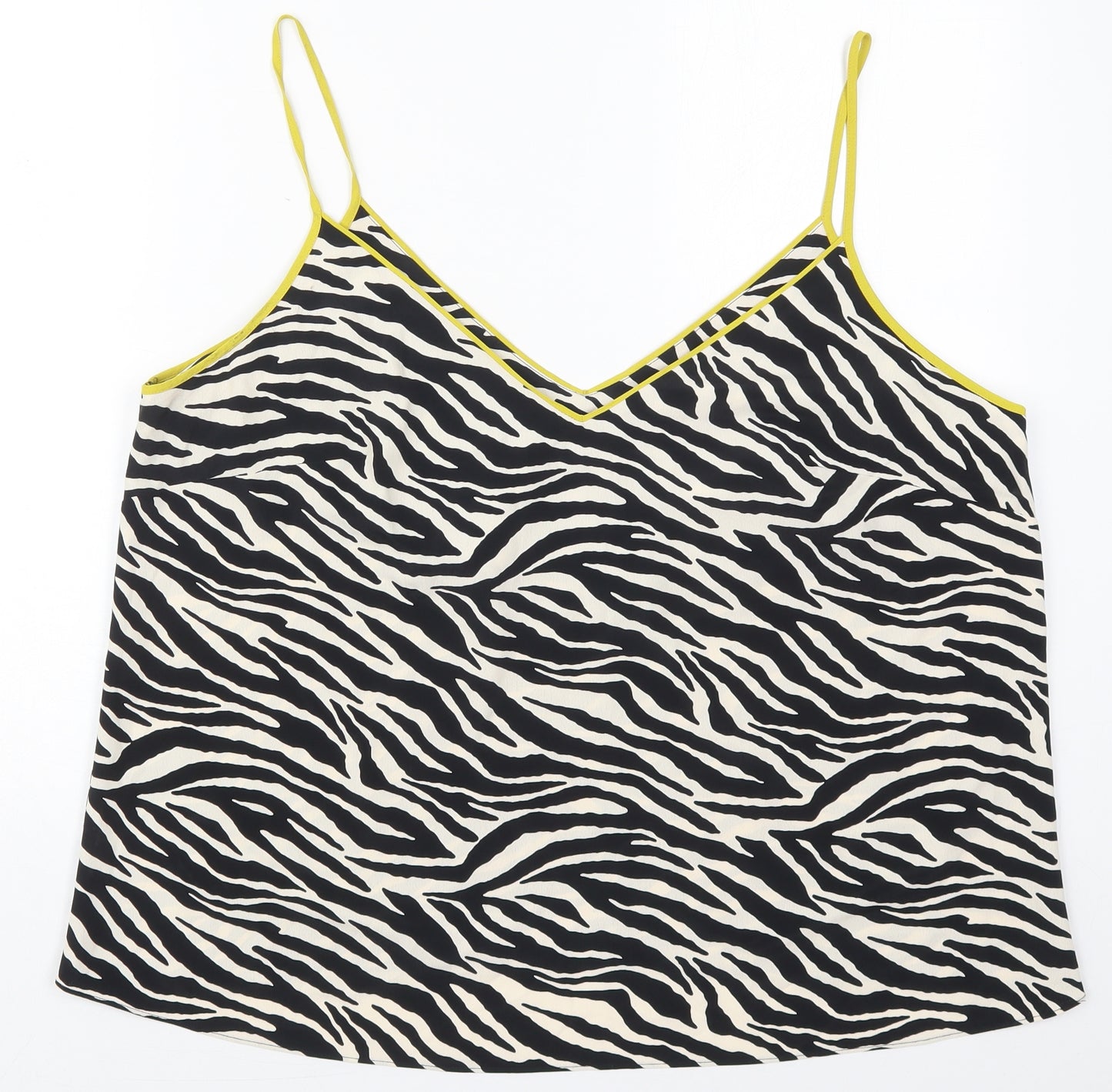 F&F Womens Black Animal Print Polyester Basic Tank Size 22 V-Neck - Zebra Print