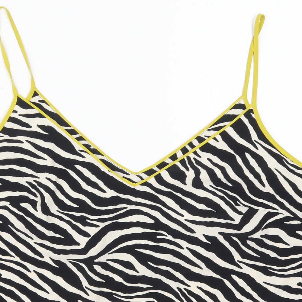 F&F Womens Black Animal Print Polyester Basic Tank Size 22 V-Neck - Zebra Print