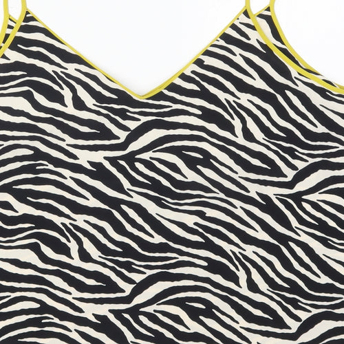 F&F Womens Black Animal Print Polyester Basic Tank Size 22 V-Neck - Zebra Print
