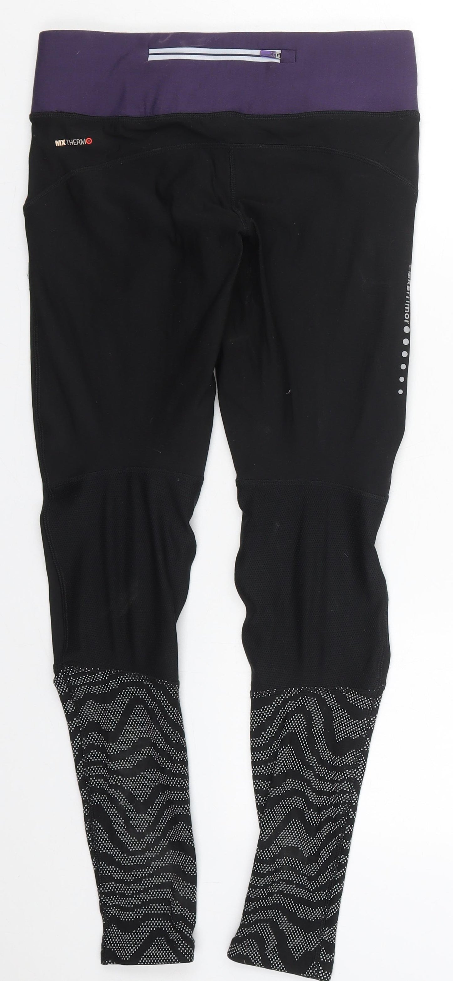 Karrimor Womens Black Geometric Polyester Compression Leggings Size 10 L29 in Regular  - Purple