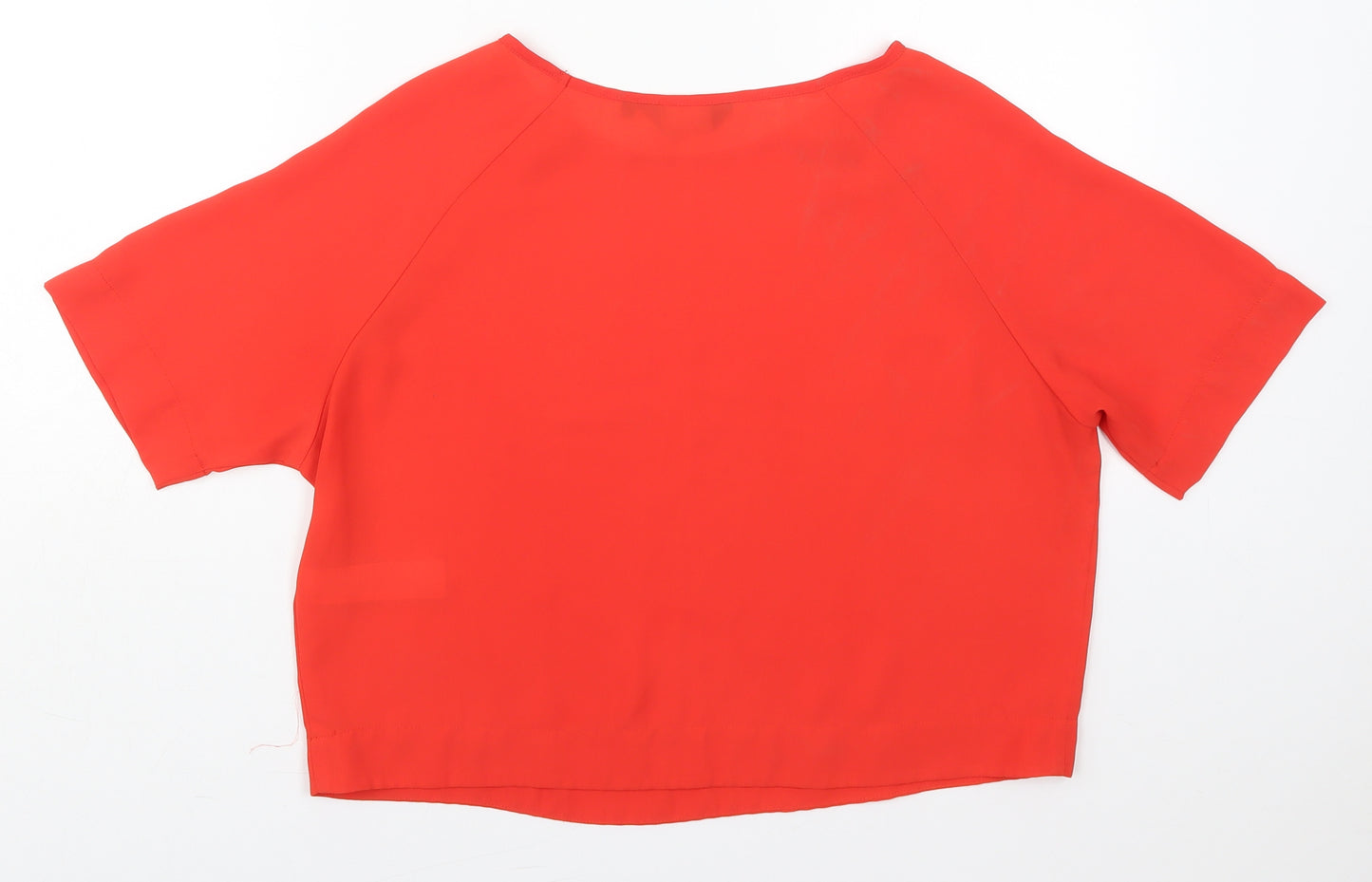 New Look Womens Red  Polyester Cropped T-Shirt Size 8 Round Neck