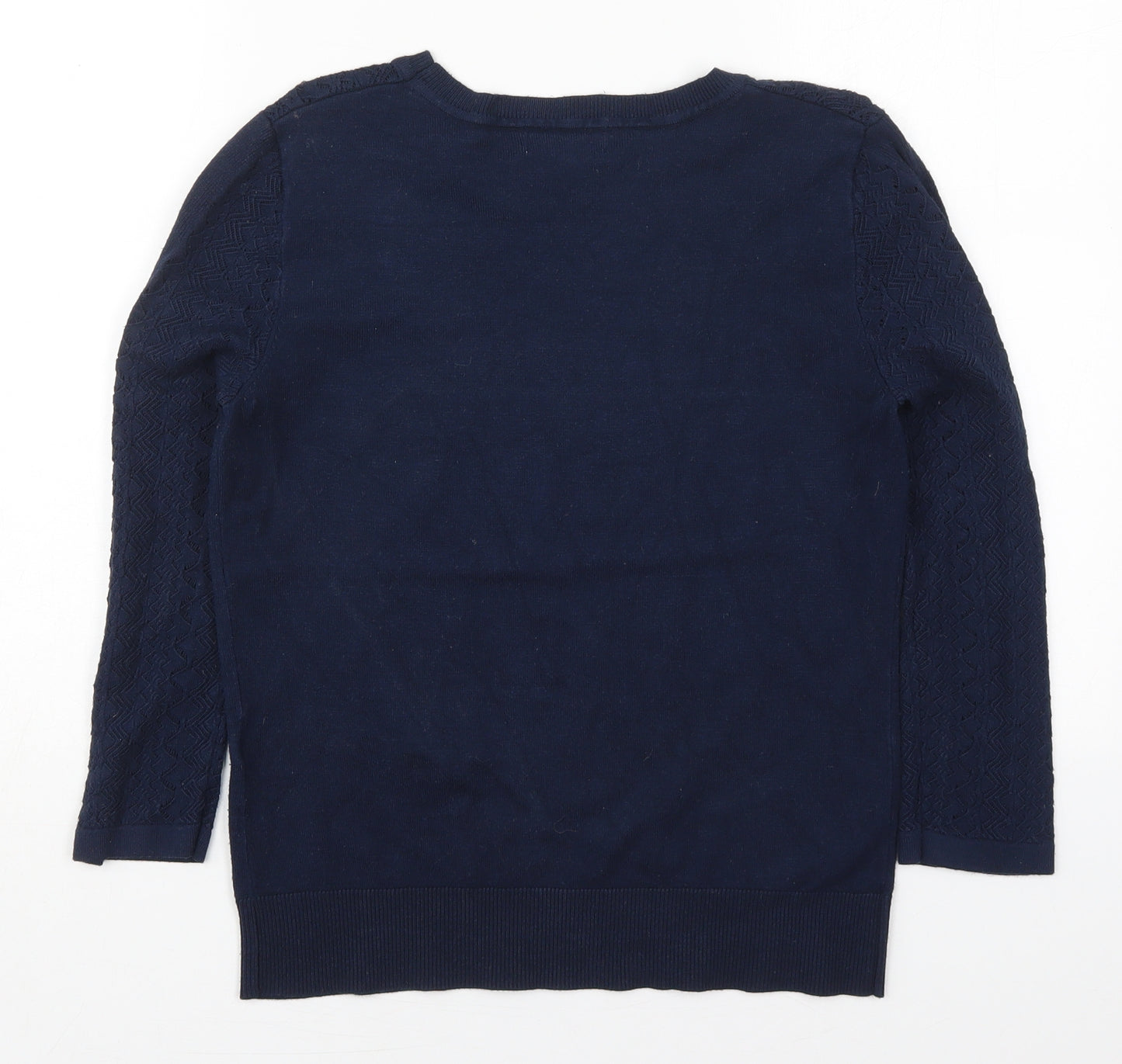 Warehouse Womens Blue Round Neck  Viscose Pullover Jumper Size 14