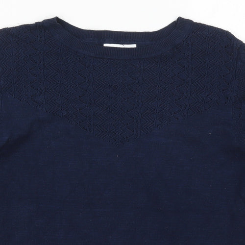 Warehouse Womens Blue Round Neck  Viscose Pullover Jumper Size 14