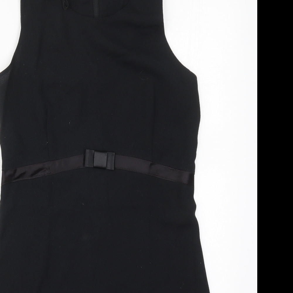 Miss Selfridge Womens Black  Polyester A-Line  Size 10  Round Neck Zip