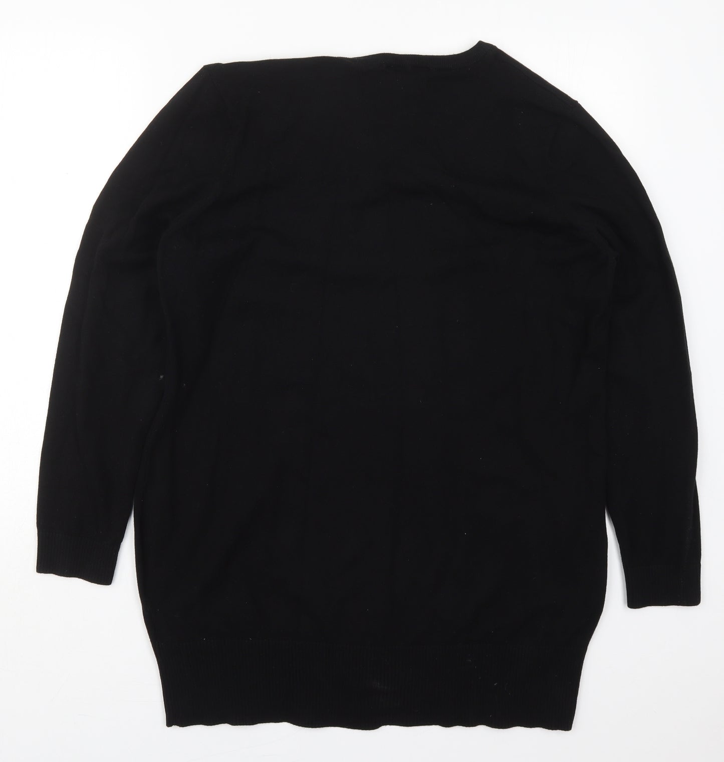 bonprix Womens Black V-Neck  Cotton Pullover Jumper Size XL