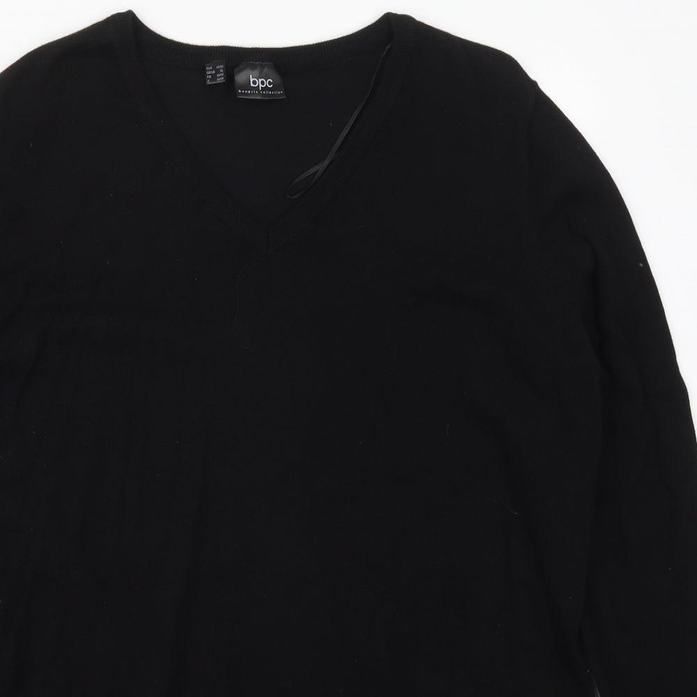 bonprix Womens Black V-Neck  Cotton Pullover Jumper Size XL