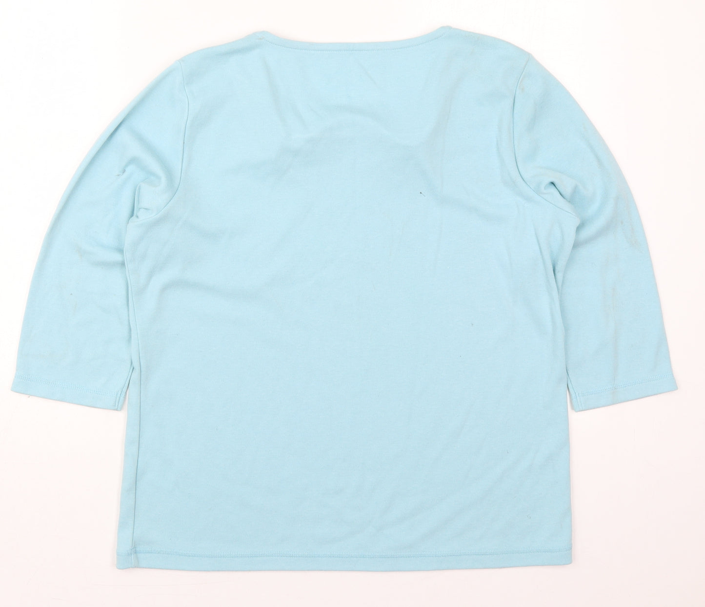 Bonmarché Womens Blue  Polyester Basic T-Shirt Size M Square Neck - Flowers