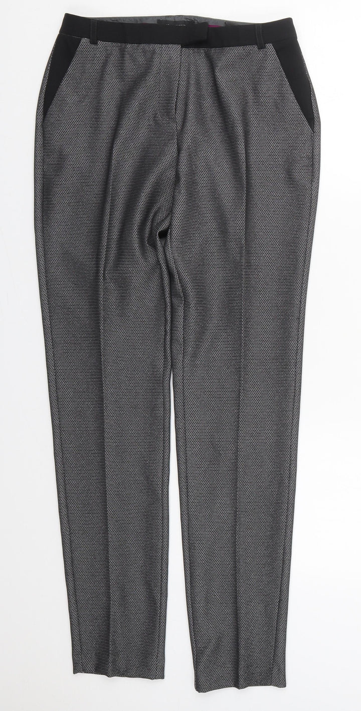 Atmosphere Womens Grey Geometric Polyester Trousers  Size 6 L30 in Regular Hook & Eye