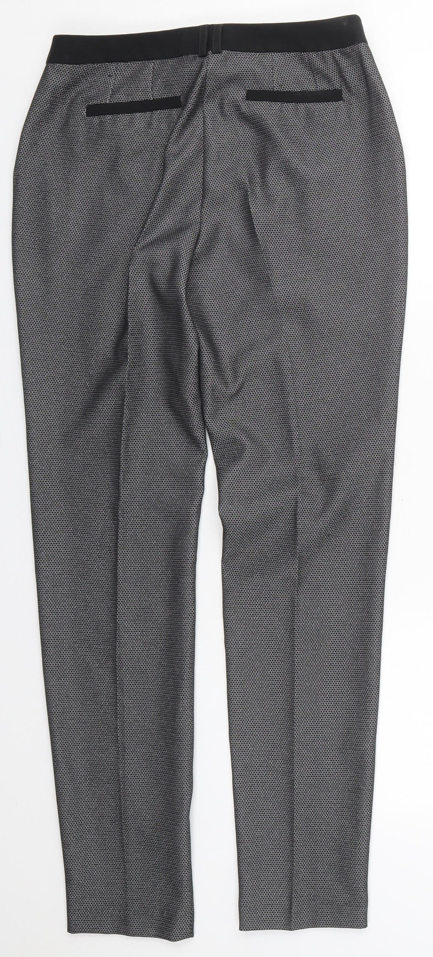Atmosphere Womens Grey Geometric Polyester Trousers  Size 6 L30 in Regular Hook & Eye