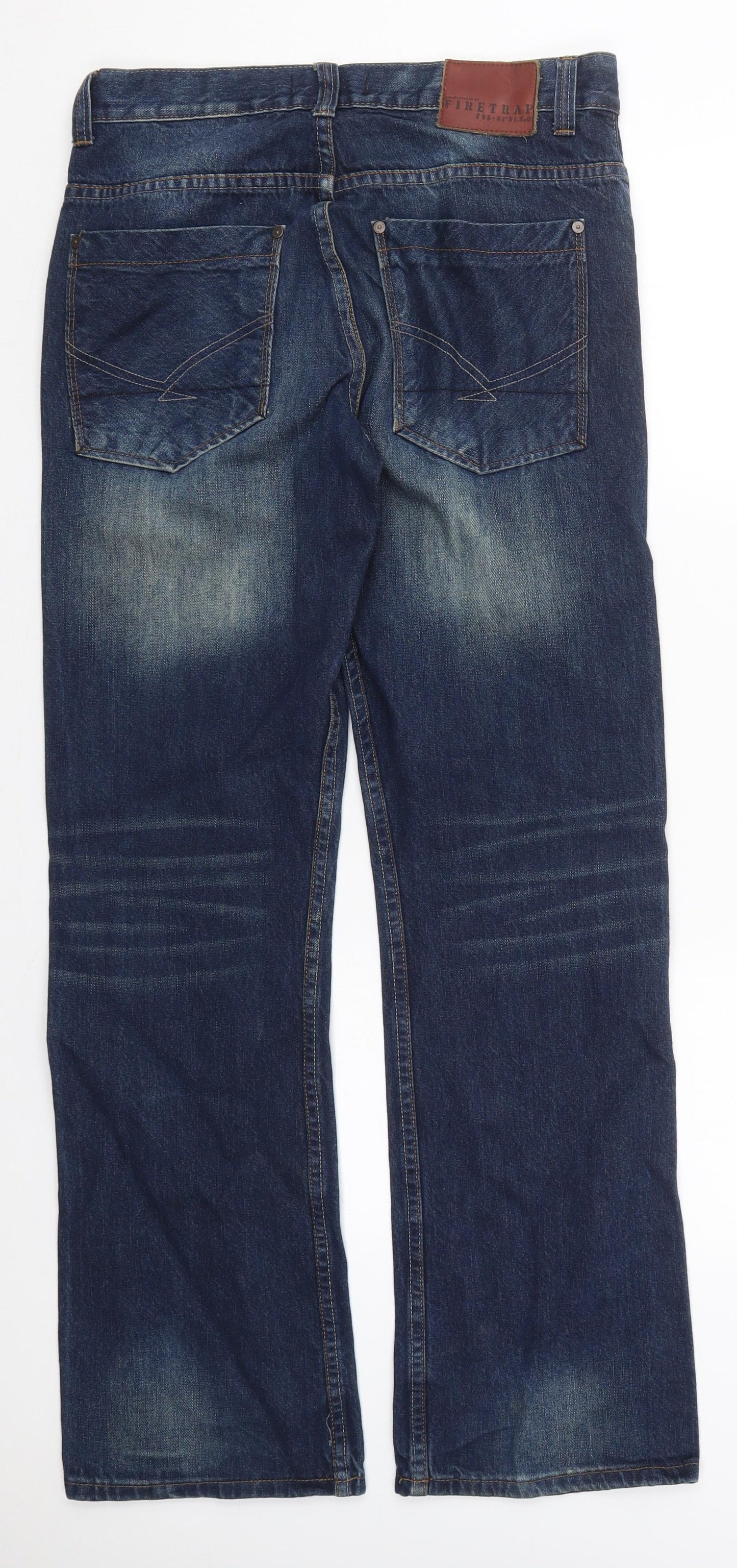 Firetrap Mens Blue  Cotton Straight Jeans Size 31 L31 in Regular Button