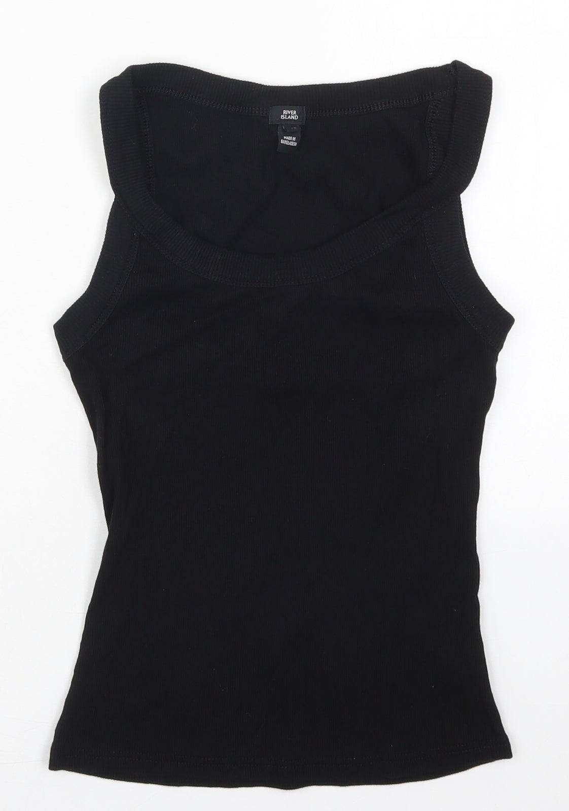River Island Womens Black  Cotton Basic Tank Size 10 Round Neck