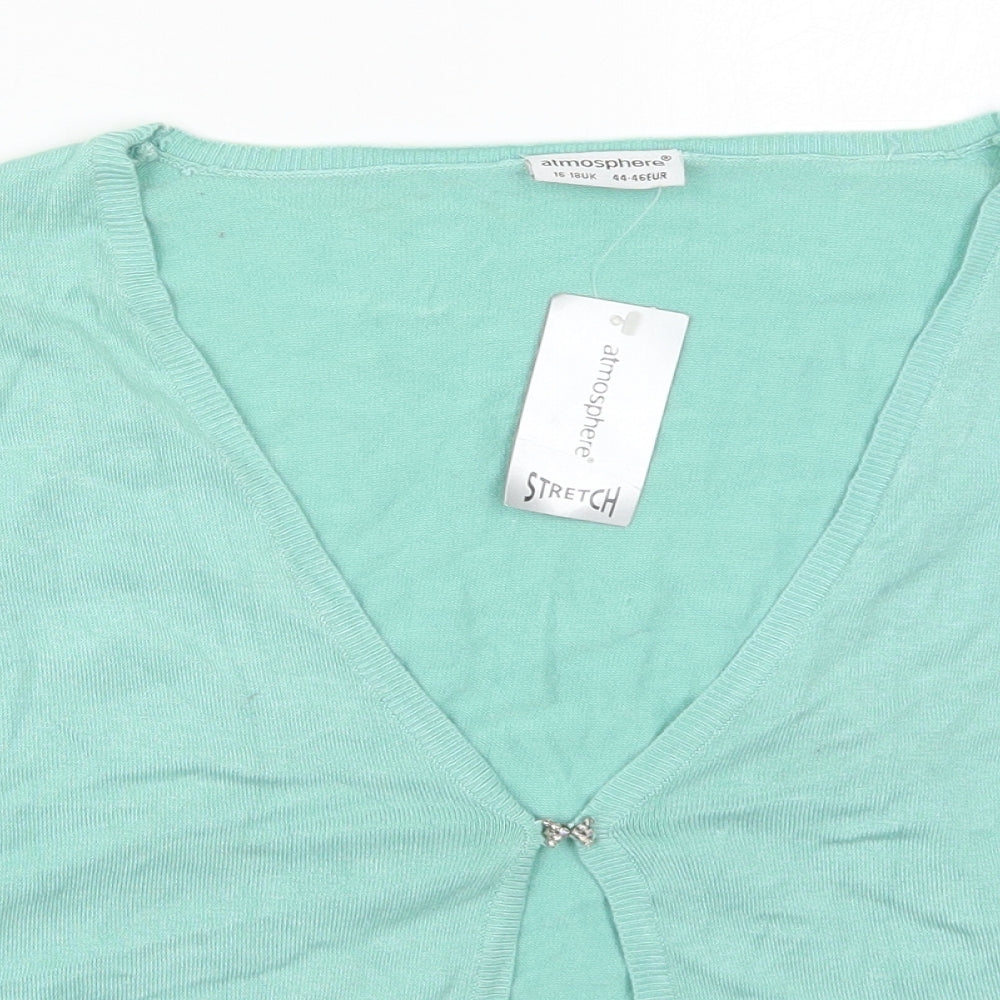 Atmosphere Womens Green V-Neck  Viscose Cardigan Jumper Size 16