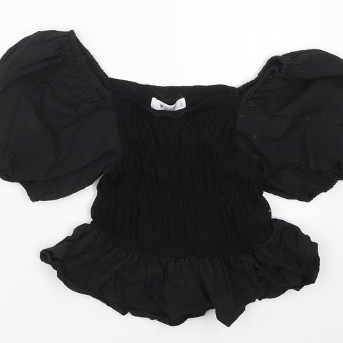Missguided Womens Black  Viscose Basic Blouse Size 10 Round Neck