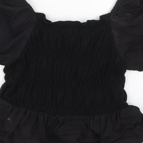 Missguided Womens Black  Viscose Basic Blouse Size 10 Round Neck