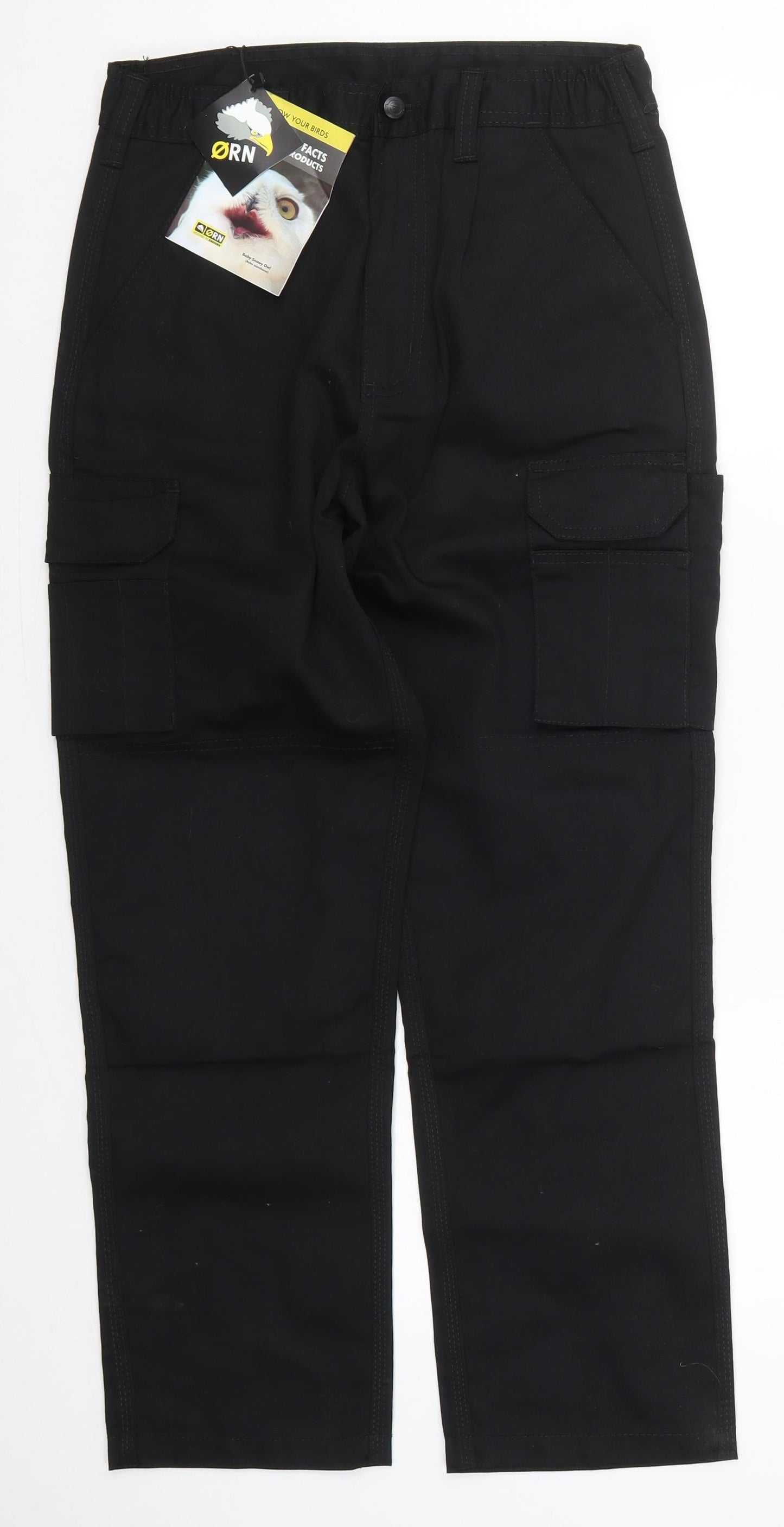 Orn Womens Black  Polyester Cargo Trousers Size 10 L27 in Regular Button