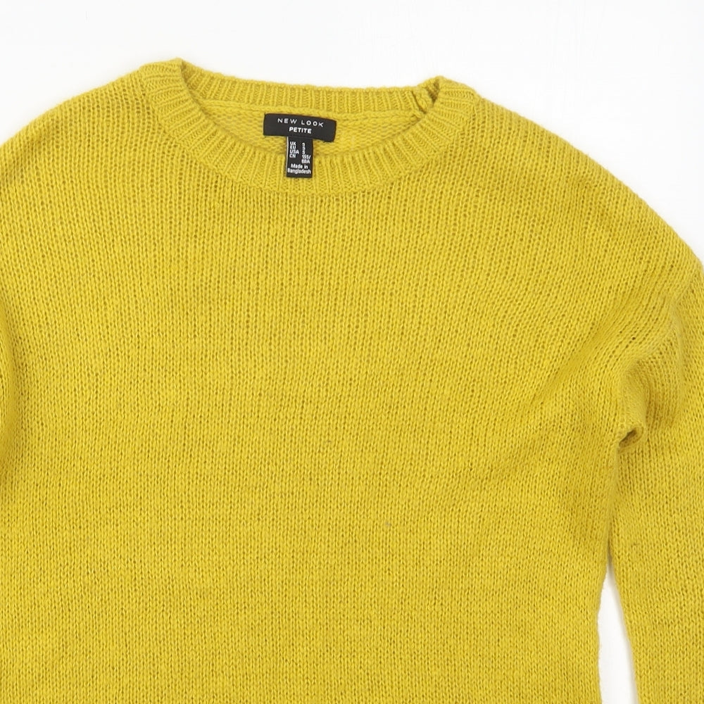 New Look Womens Yellow Crew Neck  Acrylic Pullover Jumper Size S