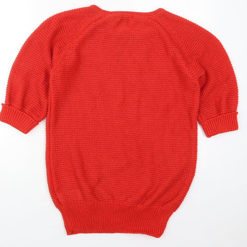 Peacocks Womens Red Round Neck  Polyester Pullover Jumper Size 12