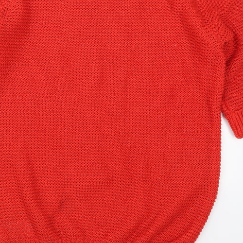 Peacocks Womens Red Round Neck  Polyester Pullover Jumper Size 12