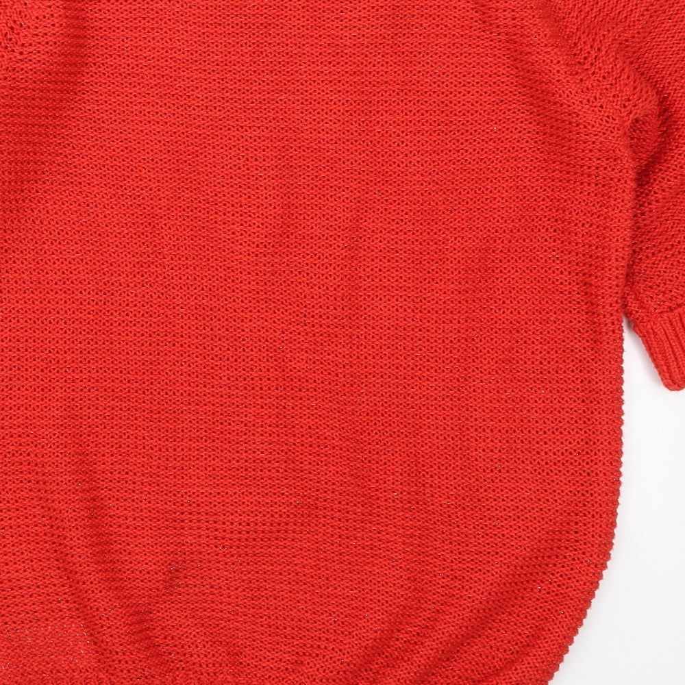 Peacocks Womens Red Round Neck  Polyester Pullover Jumper Size 12