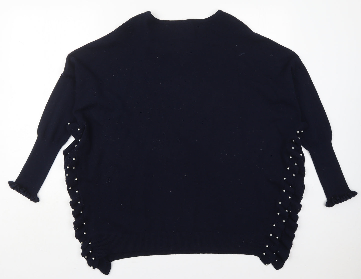 Kilky Womens Blue Round Neck  Viscose Pullover Jumper One Size