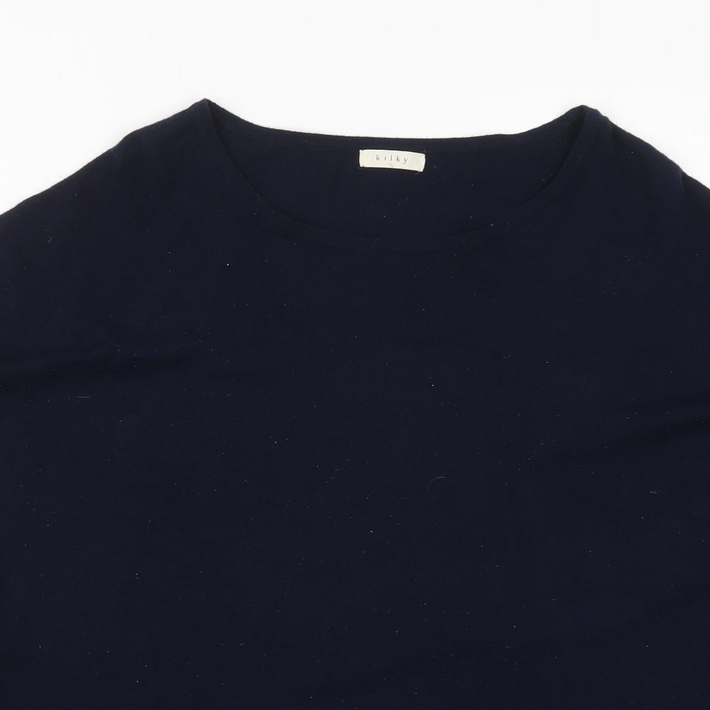 Kilky Womens Blue Round Neck  Viscose Pullover Jumper One Size