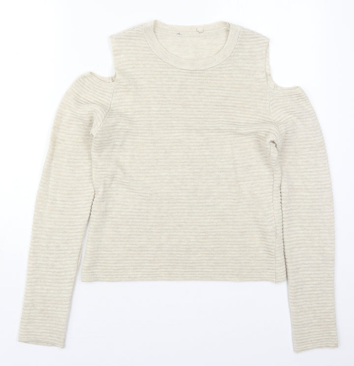 Atmosphere Womens Beige Crew Neck Acrylic Pullover Jumper Size 8