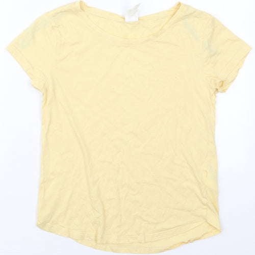 H&M Womens Yellow  Cotton Basic T-Shirt Size XS Crew Neck