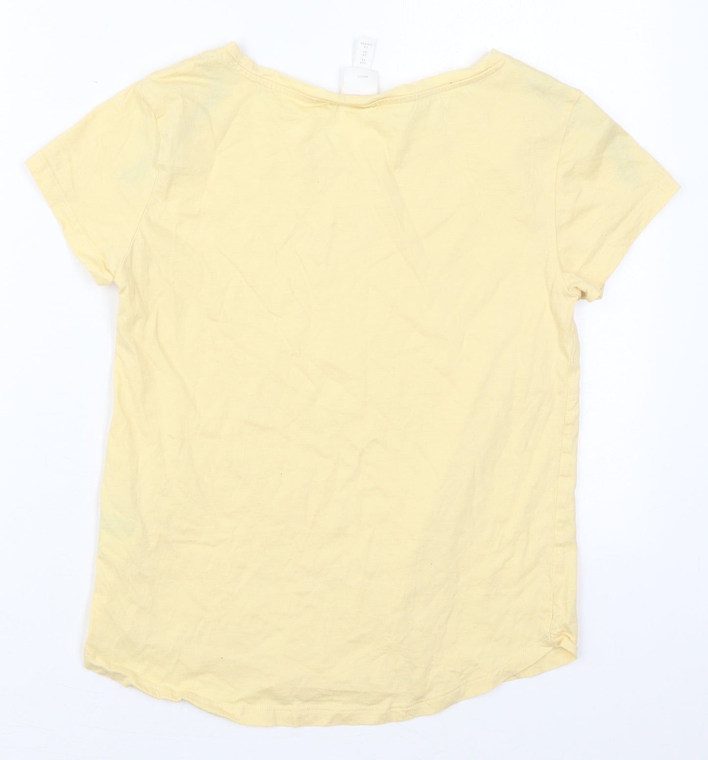 H&M Womens Yellow  Cotton Basic T-Shirt Size XS Crew Neck