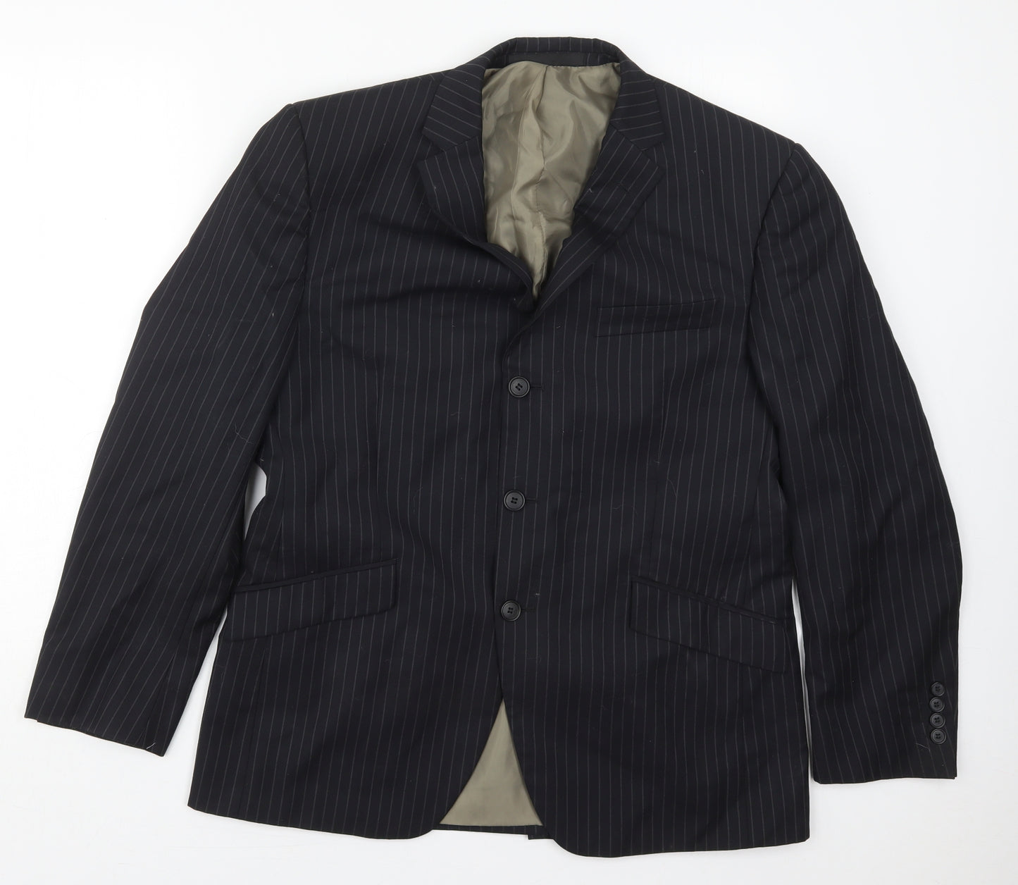 Marks and Spencer Mens Blue Striped Wool Jacket Suit Jacket Size 42