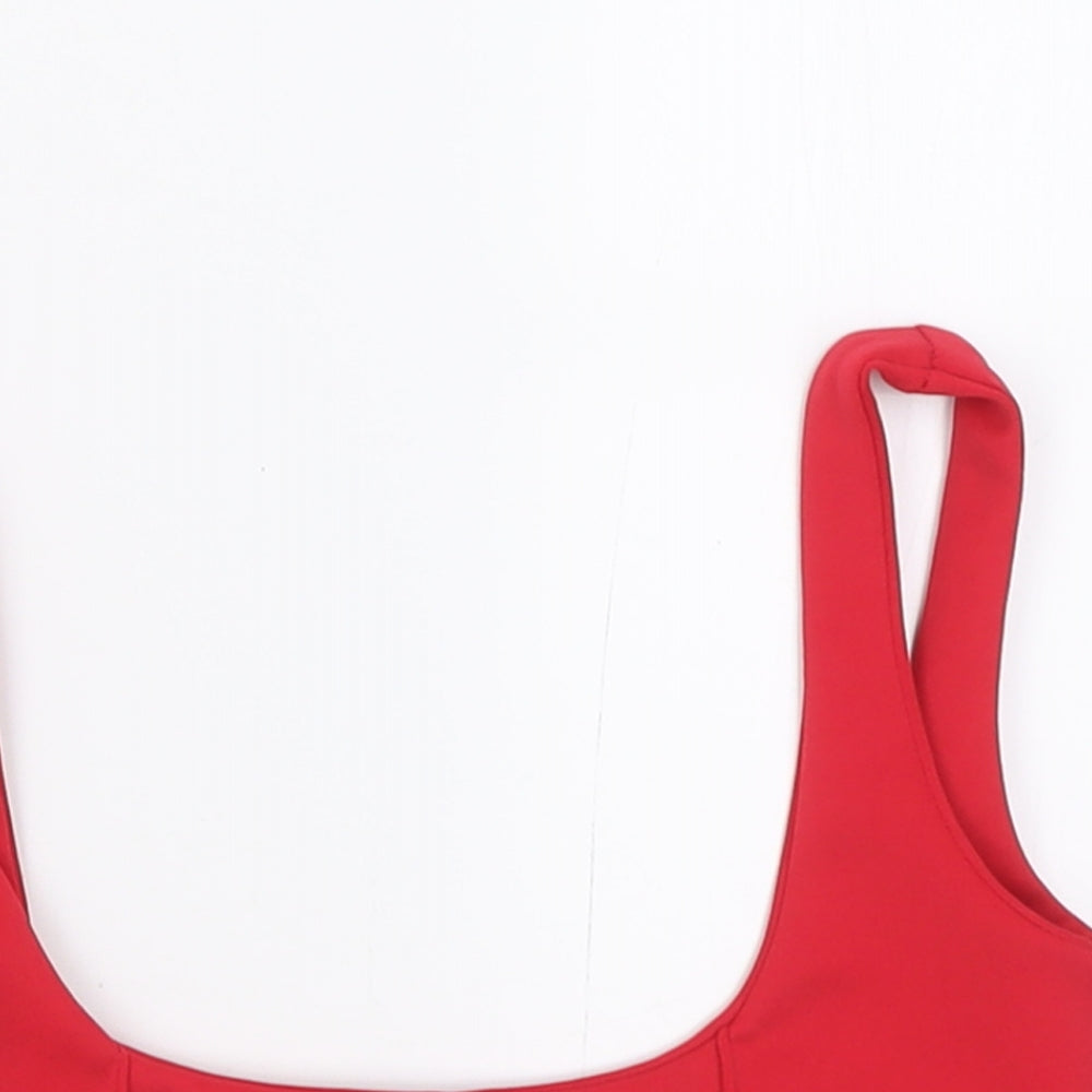 PRETTYLITTLETHING Womens Red  Polyester Cropped Tank Size 6 Square Neck