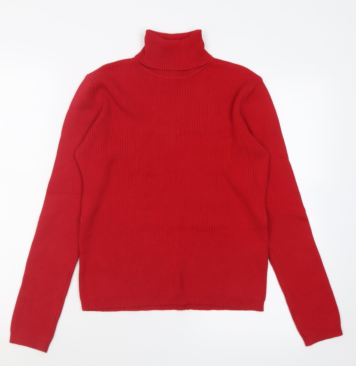 Atmosphere Womens Red Roll Neck  Cotton Pullover Jumper Size 16   - ribbed fabric