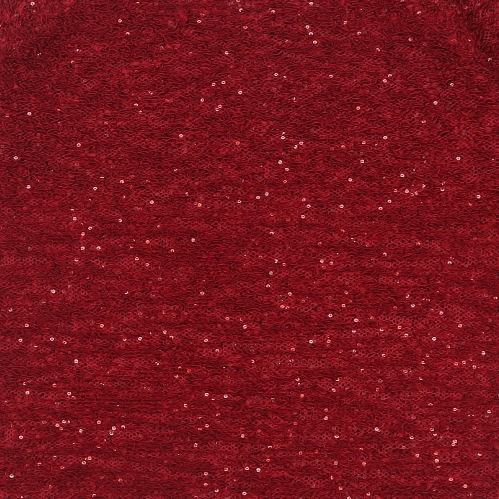 EWM Womens Red Boat Neck  Polyester Pullover Jumper Size 16   - Sequin detail