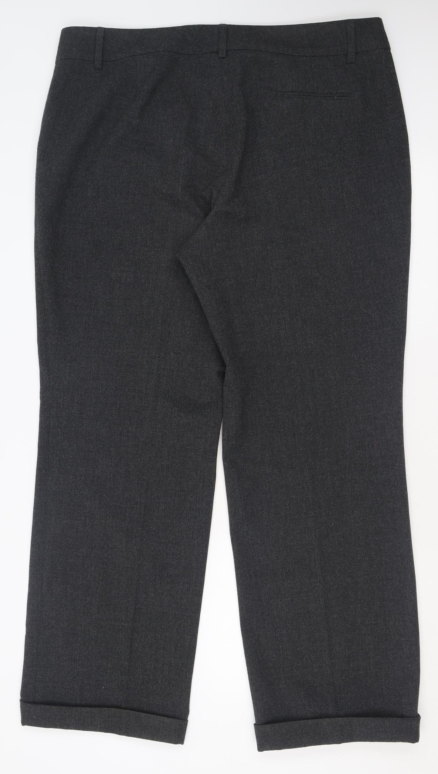 Hirsch Womens Grey  Polyester Trousers  Size 20 L30 in Regular Hook & Eye