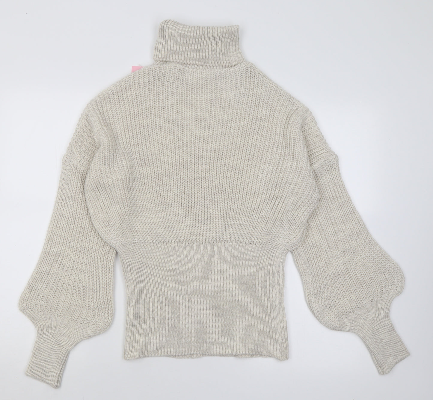 Missyempire Womens Beige Roll Neck  Acrylic Pullover Jumper Size L
